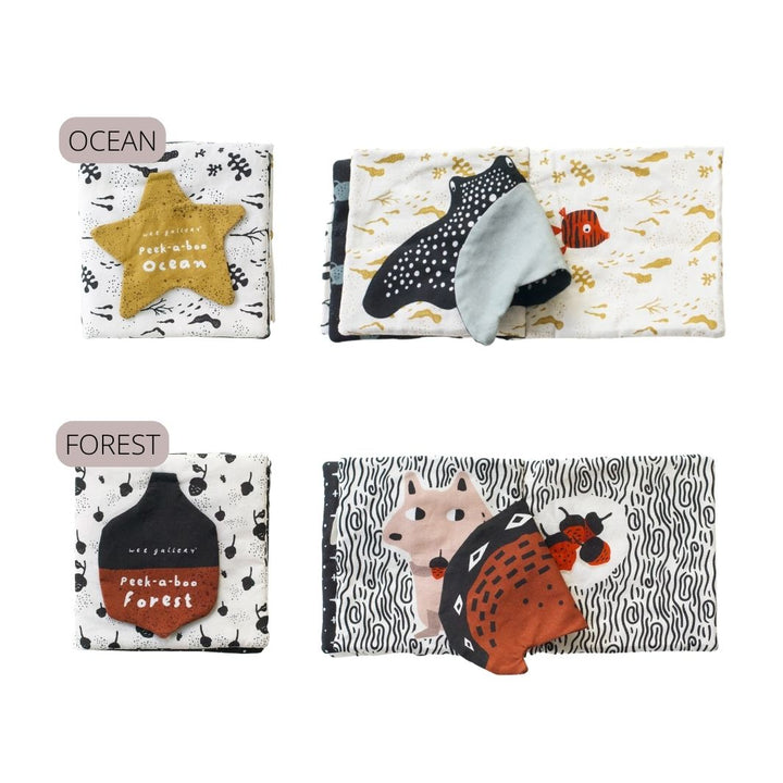 Wee Gallery Knisterbuch "Peek-a-boo" mit Klappen - Pets | Ocean | Forest | Jungle