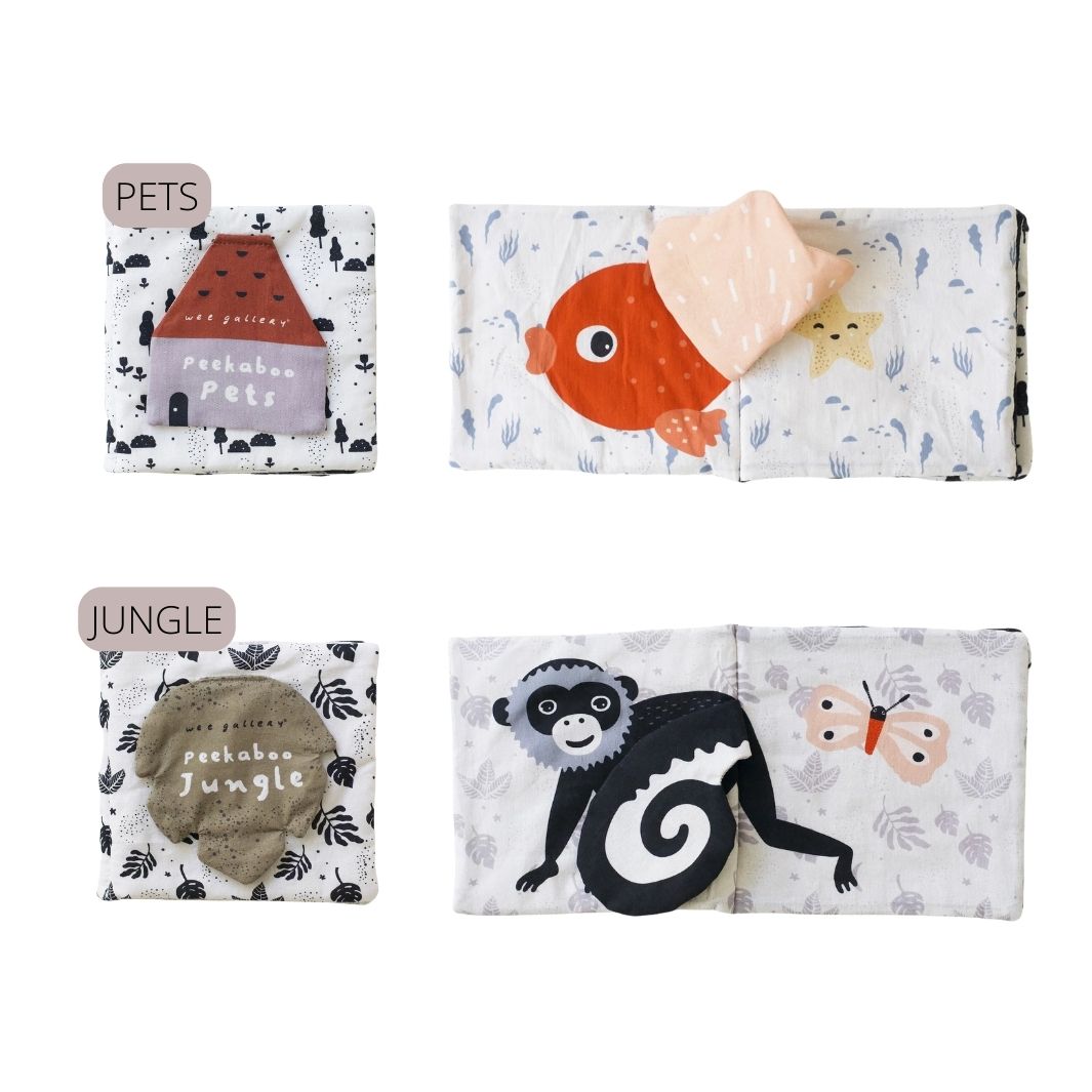 Wee Gallery Knisterbuch "Peek-a-boo" mit Klappen - Pets | Ocean | Forest | Jungle