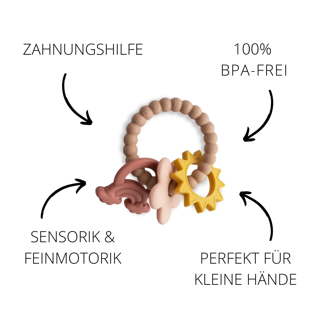 Mushie Beißring Schlüsselbund aus Silikon - Space | Nature