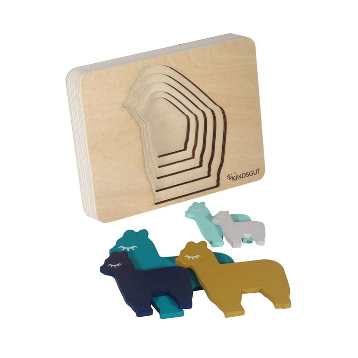 Kindsgut Tier Puzzle aus Holz - Lama | Löwe | Wal