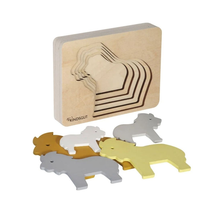 Kindsgut Tier Puzzle aus Holz - Lama | Löwe | Wal