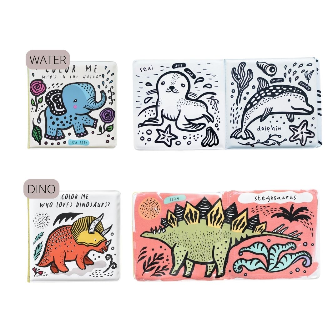 Wee Gallery Badebuch "Color Me" mit wechselnder Farbe - Water | Pets | Dinos