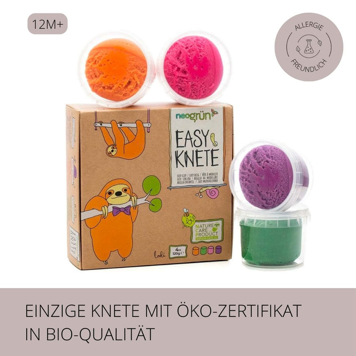 neogrün Easy-Knete 4er Set Loki mit Öko-Zertifikat in Bio-Qualität